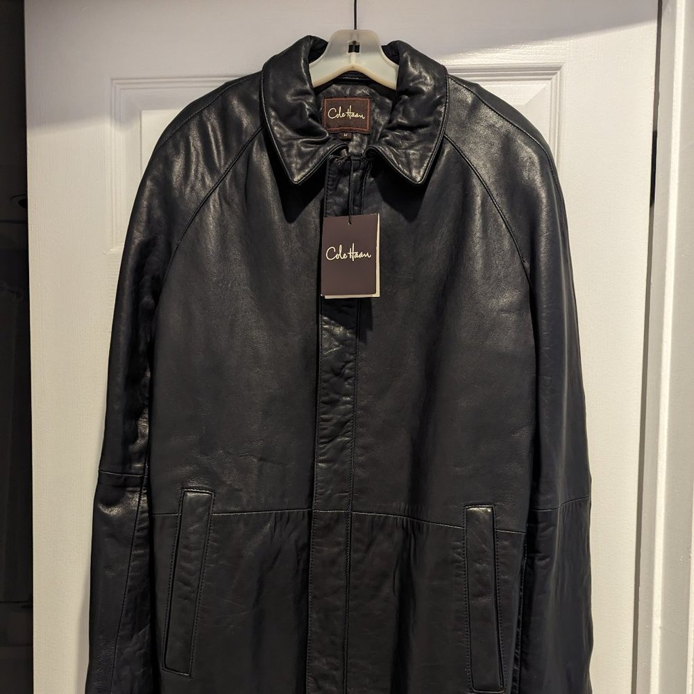 Cole Haan New Men's Black Leather Jacket - Size Med
